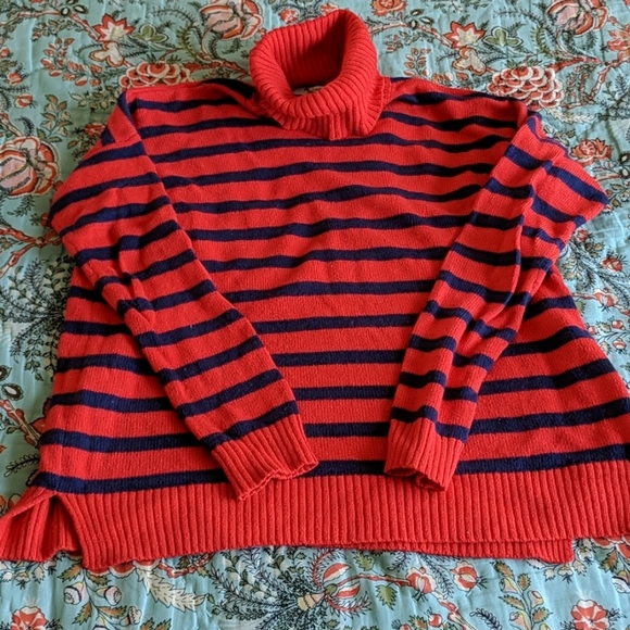 Madewell Striped Turtleneck Cozy Knit Sweater - Picture 2 of 5